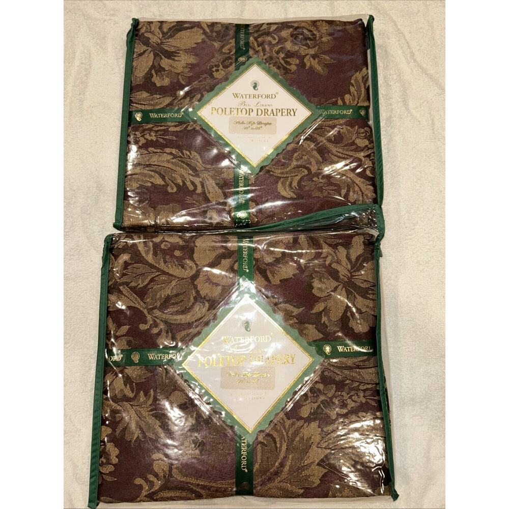 Lot Of 2 Waterford Linens Pole Top Drape 50" X 84" Vermeil Plum NIP